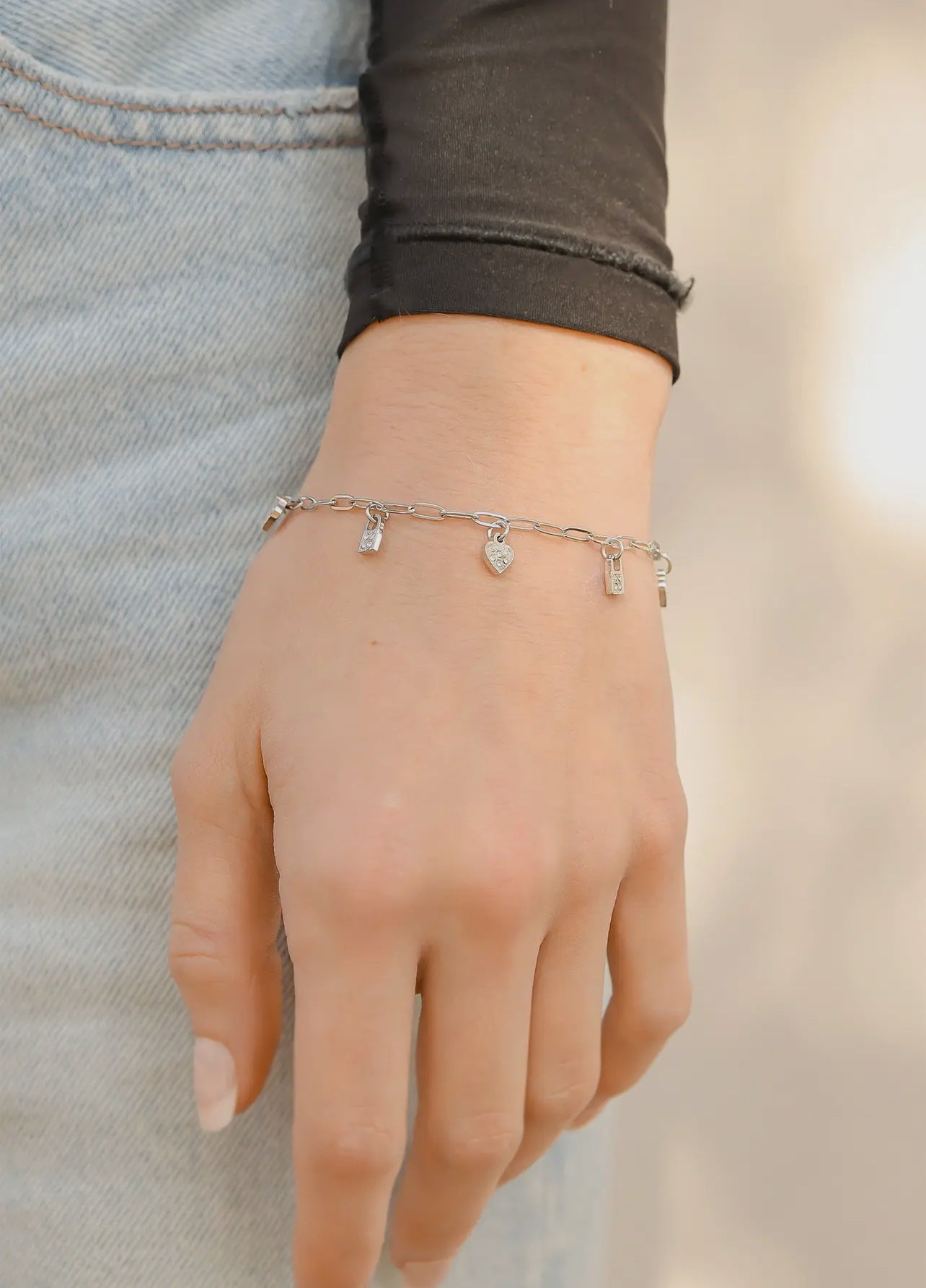 Premade Lock & Heart Charm Bracelet