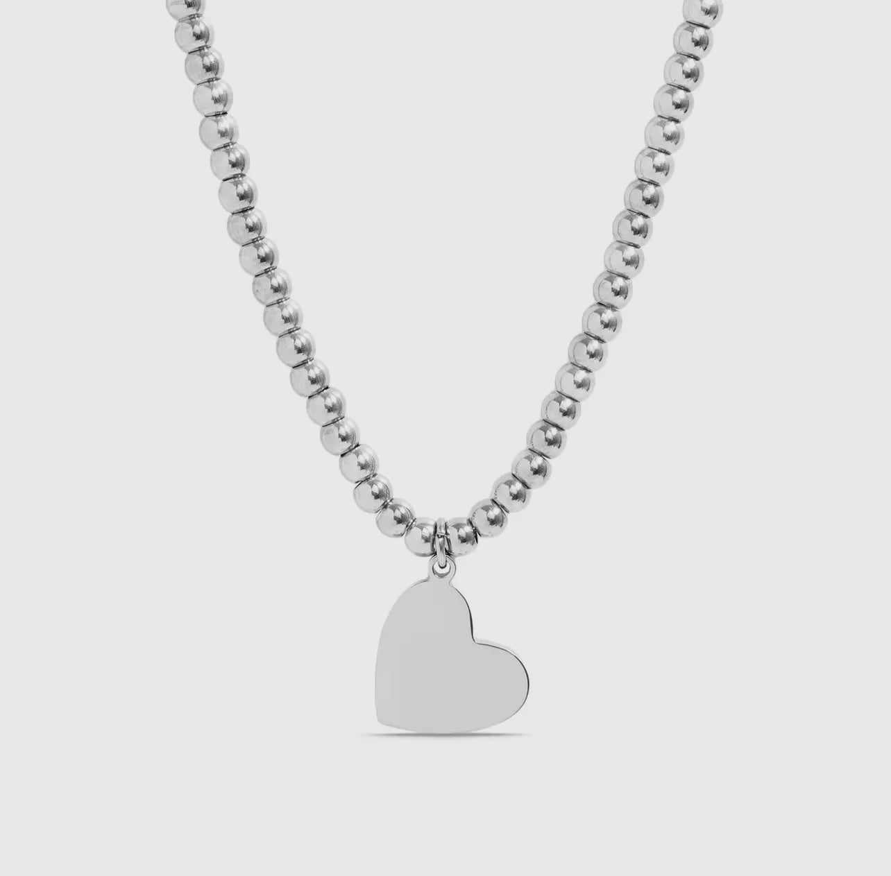 Steel Heart Beaded Necklace