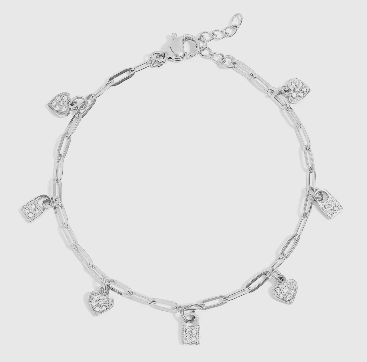 Premade Lock & Heart Charm Bracelet